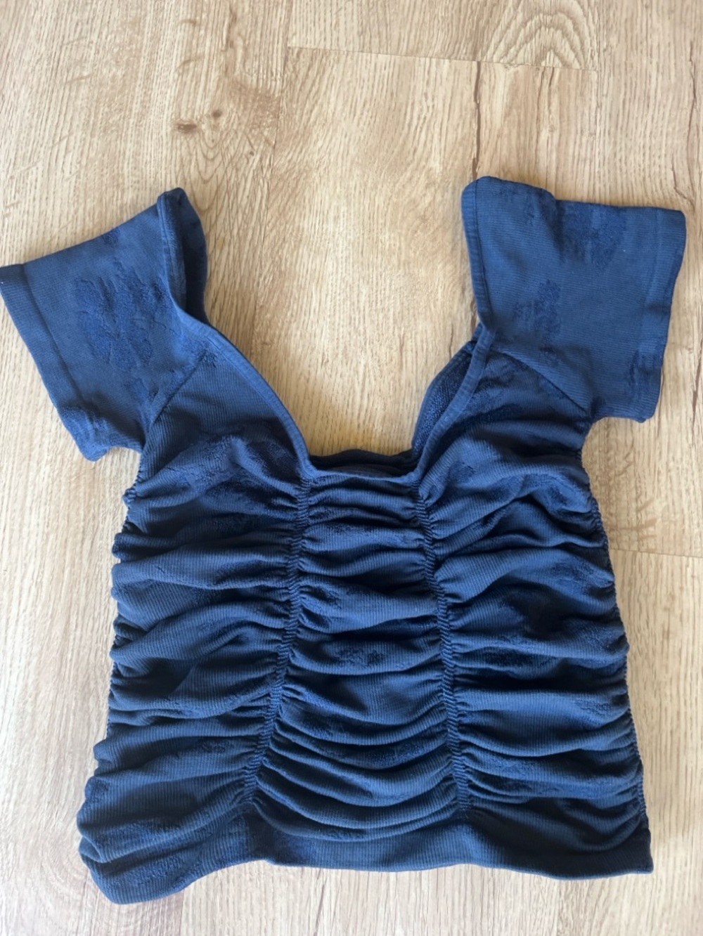 Free People Intimately Navy Ruched Floral Crop Top XS/S Stretch